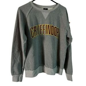 Harry Potter Gryffindor Sweatshirt Men Medium Universal Studios Embroidered Gray